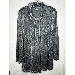 Pure Jill Pullover Womens XL Velvet Cowl Neck Long Sleeve Lounge Pockets Soft